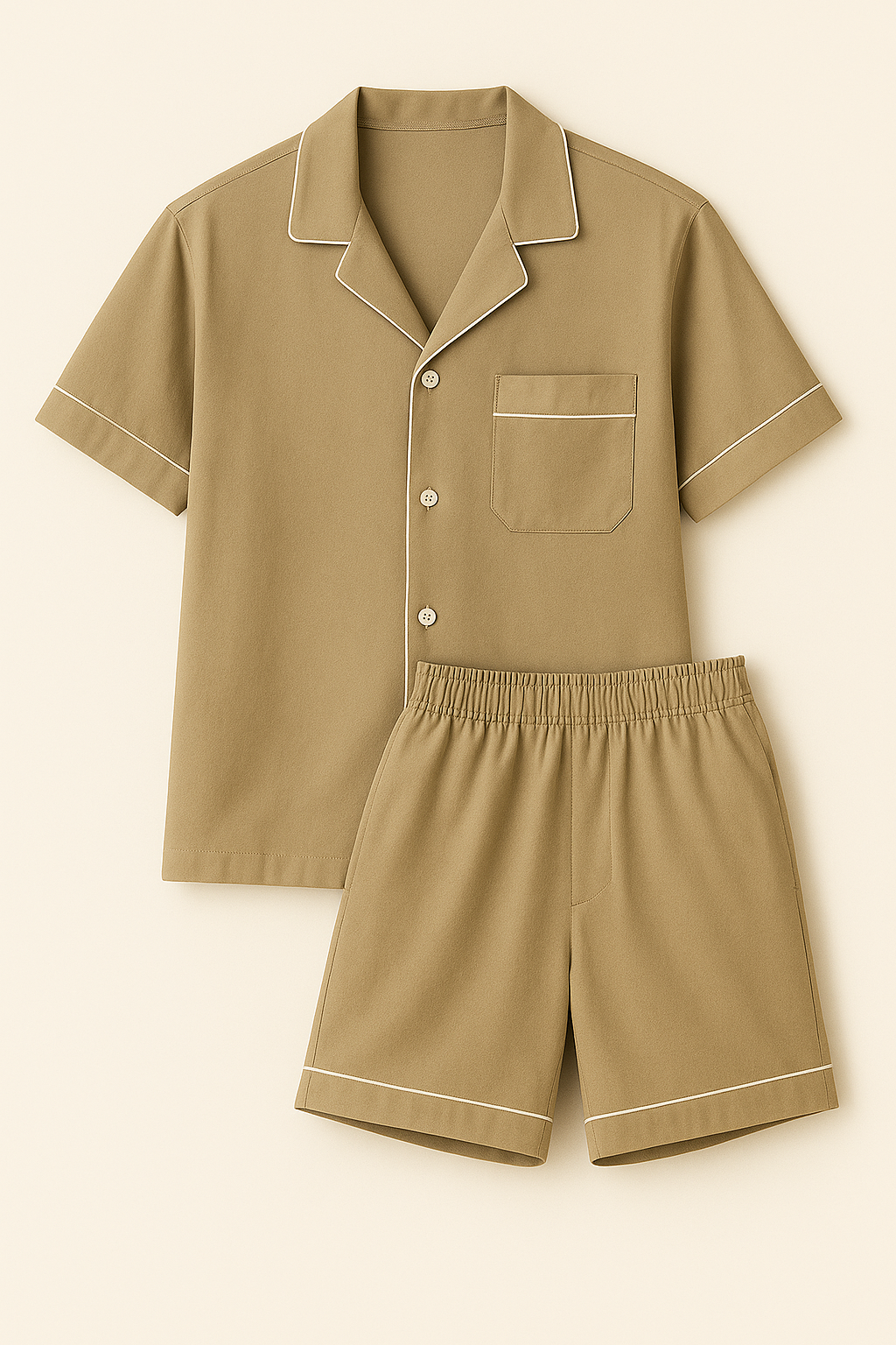 Khaki Brown Shorts Set